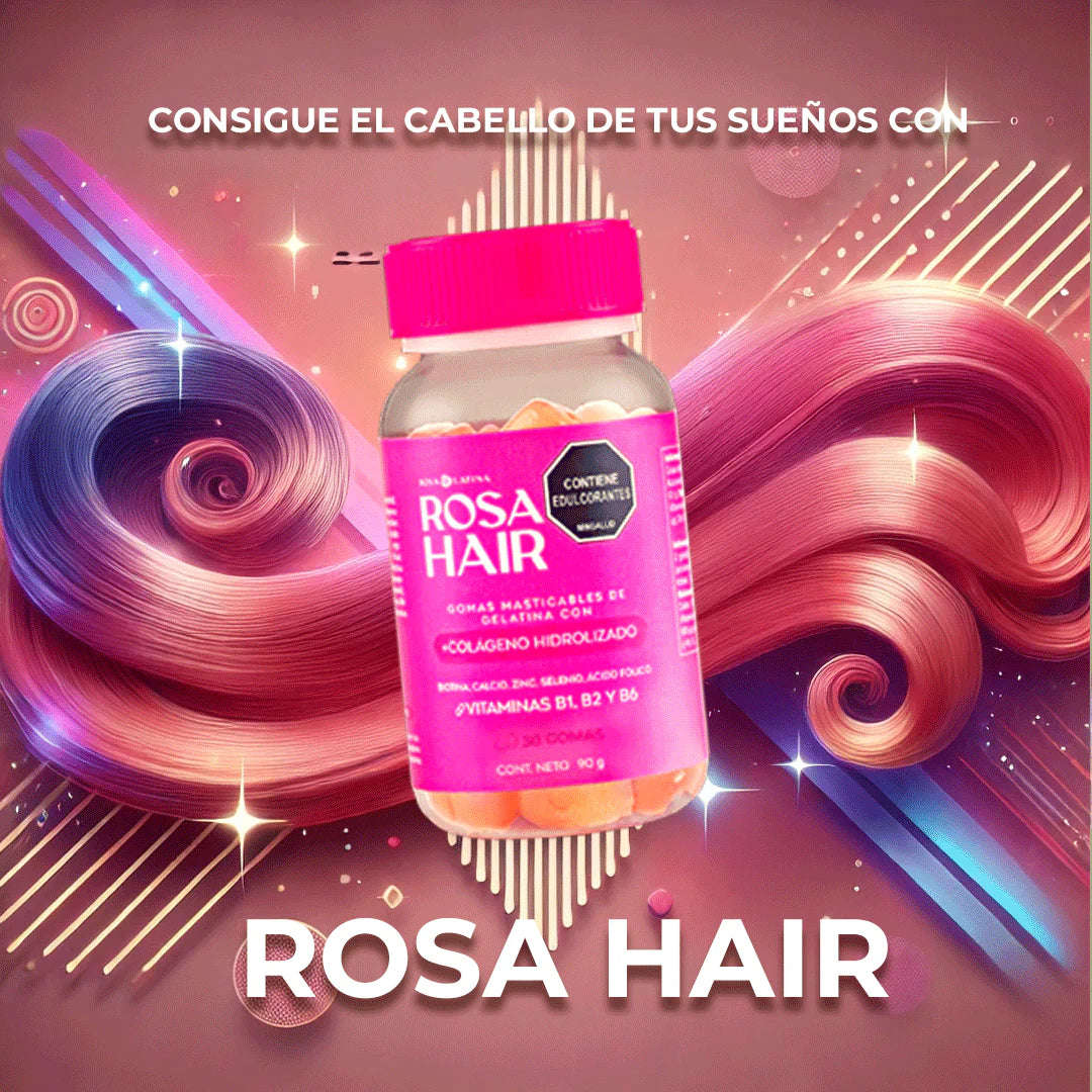 ROSA HAIR GOMITAS FORTALECE TU CABELLO, UÑAS Y PIEL🌟